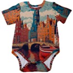 London England Bridge Europe Buildings Architecture Vintage Retro Town City Baby Short Sleeve Bodysuit