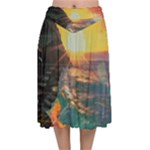 Pretty Art Nice Velvet Flared Midi Skirt