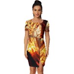 Wave Art Mood Water Sea Beach Fitted Knot Split End Bodycon Dress
