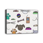 Cat Dog Pet Doodle Cartoon Sketch Cute Kitten Kitty Animal Drawing Pattern Mini Canvas 7  x 5  (Stretched)