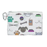Cat Dog Pet Doodle Cartoon Sketch Cute Kitten Kitty Animal Drawing Pattern Canvas Cosmetic Bag (Large)
