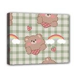 Bear Cartoon Pattern Strawberry Rainbow Nature Animal Cute Design Canvas 10  x 8  (Stretched)