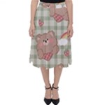 Bear Cartoon Pattern Strawberry Rainbow Nature Animal Cute Design Classic Midi Skirt
