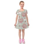 Bear Cartoon Pattern Strawberry Rainbow Nature Animal Cute Design Kids  Short Sleeve Velvet Dress