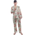 Bear Cartoon Pattern Strawberry Rainbow Nature Animal Cute Design Men s Long Sleeve Satin Pajamas Set