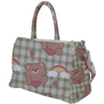 Bear Cartoon Pattern Strawberry Rainbow Nature Animal Cute Design Duffel Travel Bag