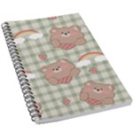 Bear Cartoon Pattern Strawberry Rainbow Nature Animal Cute Design 5.5  x 8.5  Notebook