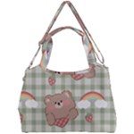 Bear Cartoon Pattern Strawberry Rainbow Nature Animal Cute Design Double Compartment Shoulder Bag