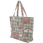 Bear Cartoon Pattern Strawberry Rainbow Nature Animal Cute Design Zip Up Canvas Bag