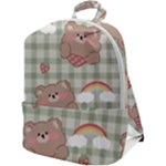 Bear Cartoon Pattern Strawberry Rainbow Nature Animal Cute Design Zip Up Backpack