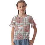 Bear Cartoon Pattern Strawberry Rainbow Nature Animal Cute Design Kids  Cuff Sleeve Scrunch Bottom T-Shirt