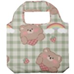 Bear Cartoon Pattern Strawberry Rainbow Nature Animal Cute Design Foldable Grocery Recycle Bag