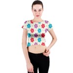 Abstract Art Pattern Colorful Artistic Flower Nature Spring Crew Neck Crop Top