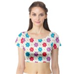 Abstract Art Pattern Colorful Artistic Flower Nature Spring Short Sleeve Crop Top