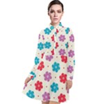 Abstract Art Pattern Colorful Artistic Flower Nature Spring Long Sleeve Chiffon Shirt Dress