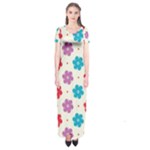 Abstract Art Pattern Colorful Artistic Flower Nature Spring Short Sleeve Maxi Dress