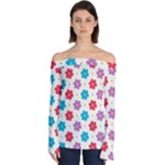 Abstract Art Pattern Colorful Artistic Flower Nature Spring Off Shoulder Long Sleeve Top