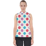 Abstract Art Pattern Colorful Artistic Flower Nature Spring Mock Neck Shell Top