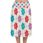 Abstract Art Pattern Colorful Artistic Flower Nature Spring Velvet Flared Midi Skirt