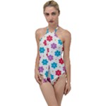 Abstract Art Pattern Colorful Artistic Flower Nature Spring Go with the Flow One Piece Swimsuit