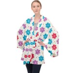 Abstract Art Pattern Colorful Artistic Flower Nature Spring Long Sleeve Velvet Kimono 
