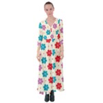 Abstract Art Pattern Colorful Artistic Flower Nature Spring Button Up Maxi Dress