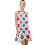 Abstract Art Pattern Colorful Artistic Flower Nature Spring Frill Swing Dress