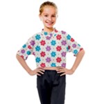 Abstract Art Pattern Colorful Artistic Flower Nature Spring Kids Mock Neck T-Shirt
