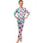 Abstract Art Pattern Colorful Artistic Flower Nature Spring Kids  Satin Long Sleeve Pajamas Set