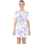 Fish Lilies Sea Aquatic Flowers Algae Bubble Animal Wildlife Nature Ocean Sixties Short Sleeve Mini Dress