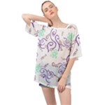 Fish Lilies Sea Aquatic Flowers Algae Bubble Animal Wildlife Nature Ocean Oversized Chiffon Top