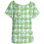 Frog Cartoon Pattern Cloud Animal Cute Seamless Women s Oversized T-Shirt