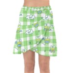 Frog Cartoon Pattern Cloud Animal Cute Seamless Wrap Front Skirt