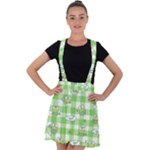 Frog Cartoon Pattern Cloud Animal Cute Seamless Velvet Suspender Skater Skirt