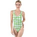 Frog Cartoon Pattern Cloud Animal Cute Seamless High Leg Strappy Swimsuit