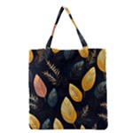 Gold Yellow Leaves Fauna Dark Background Dark Black Background Black Nature Forest Texture Wall Wall Grocery Tote Bag