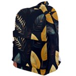 Gold Yellow Leaves Fauna Dark Background Dark Black Background Black Nature Forest Texture Wall Wall Classic Backpack