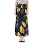 Gold Yellow Leaves Fauna Dark Background Dark Black Background Black Nature Forest Texture Wall Wall Full Length Maxi Skirt