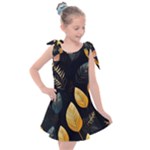 Gold Yellow Leaves Fauna Dark Background Dark Black Background Black Nature Forest Texture Wall Wall Kids  Tie Up Tunic Dress