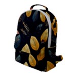 Gold Yellow Leaves Fauna Dark Background Dark Black Background Black Nature Forest Texture Wall Wall Flap Pocket Backpack (Large)