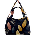 Gold Yellow Leaves Fauna Dark Background Dark Black Background Black Nature Forest Texture Wall Wall Double Compartment Shoulder Bag