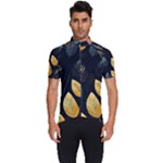 Gold Yellow Leaves Fauna Dark Background Dark Black Background Black Nature Forest Texture Wall Wall Men s Short Sleeve Cycling Jersey