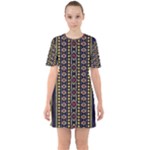 Background Art Pattern Design Sixties Short Sleeve Mini Dress