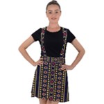 Background Art Pattern Design Velvet Suspender Skater Skirt