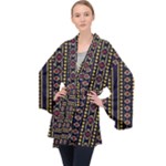 Background Art Pattern Design Long Sleeve Velvet Kimono 