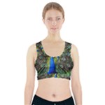 Peacock Bird Feathers Pheasant Nature Animal Texture Pattern Sports Bra With Pocket