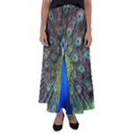 Peacock Bird Feathers Pheasant Nature Animal Texture Pattern Flared Maxi Skirt