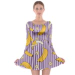 Pattern Bananas Fruit Tropical Seamless Texture Graphics Long Sleeve Skater Dress