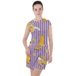 Pattern Bananas Fruit Tropical Seamless Texture Graphics Drawstring Hooded Dress