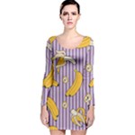 Pattern Bananas Fruit Tropical Seamless Texture Graphics Long Sleeve Velvet Bodycon Dress